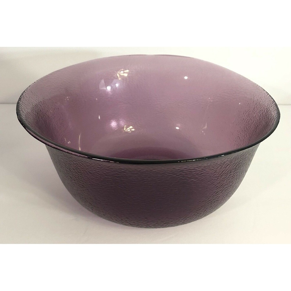 Dazell Viking Glass Vegetable Bowl Purple Pebble 10 1/2" Handmade USA MCM